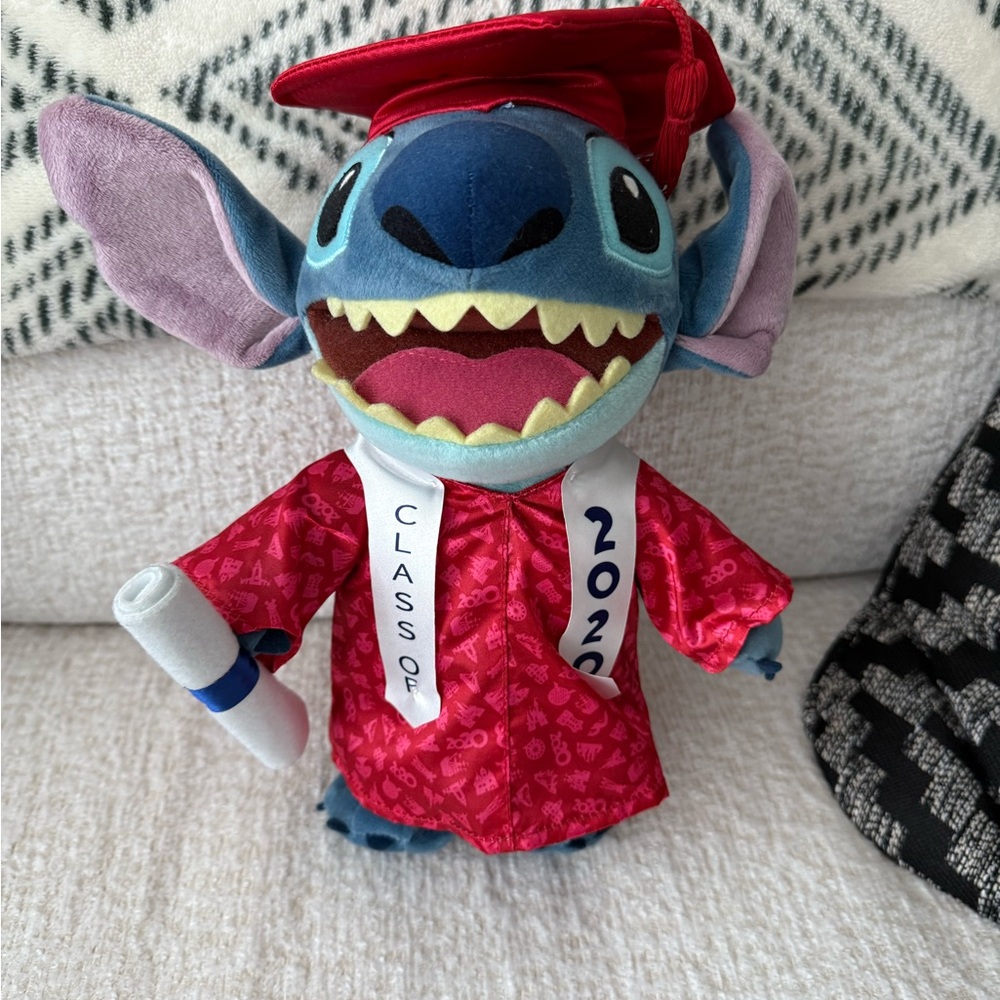 Disney Stitch Graduation Plush in Red and Blue